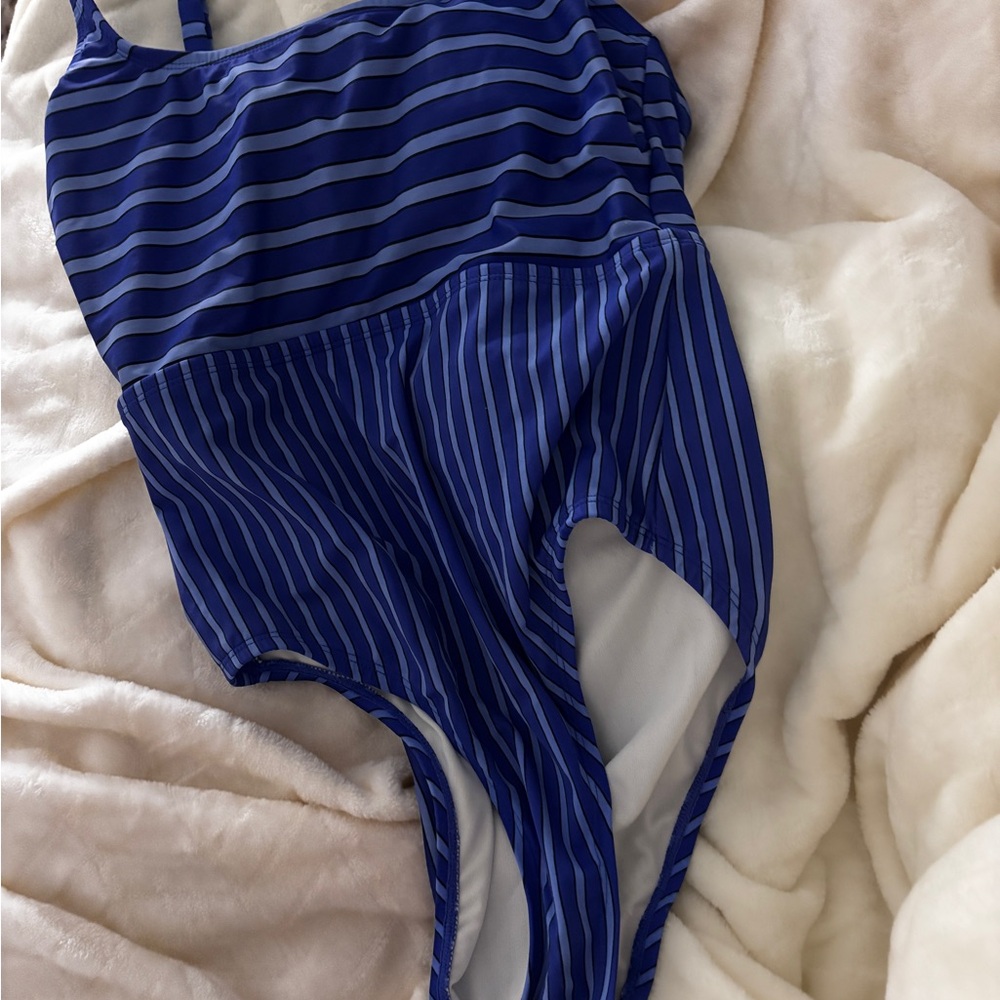 Striped Blue One-Piece Swimsuit